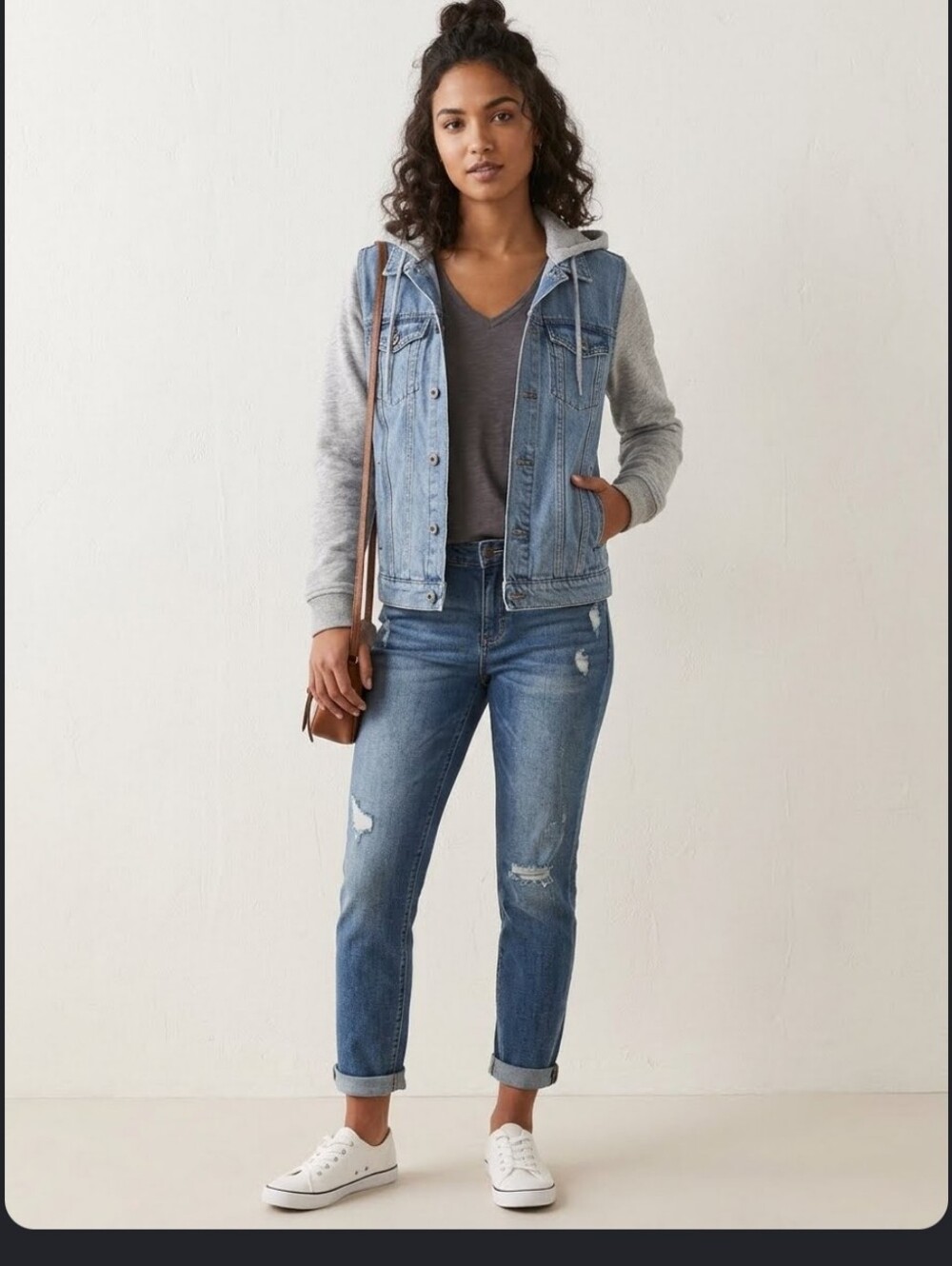 Forever 21 Blue Denim Jacket with Gray Accents